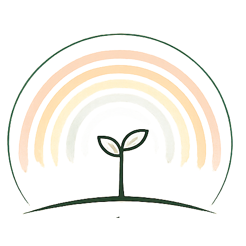 The Childhood Code logo: a sprout beneath a rainbow
